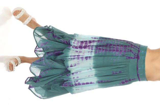 100% Cotton Tie Dye Bubble Skirt Teal-Purple